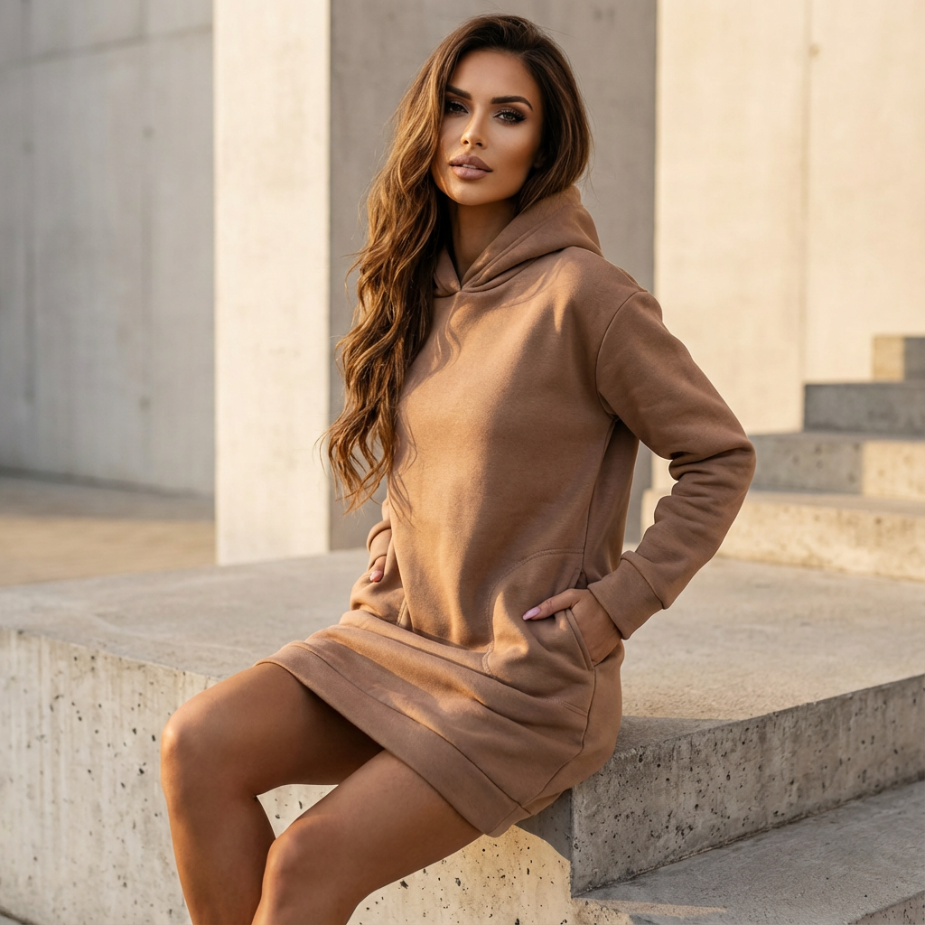 Bay Nyra Women’s Hoodie Dress | Relaxed Fit, Front Pouch Pocket