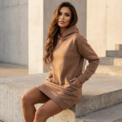 Bay Nyra Women’s Hoodie Dress | Relaxed Fit, Front Pouch Pocket