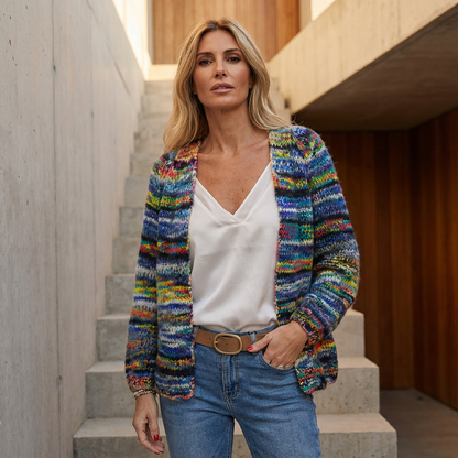 Cardigan Tricot Femme Seraphine | Ouvert, Motif Multicolore