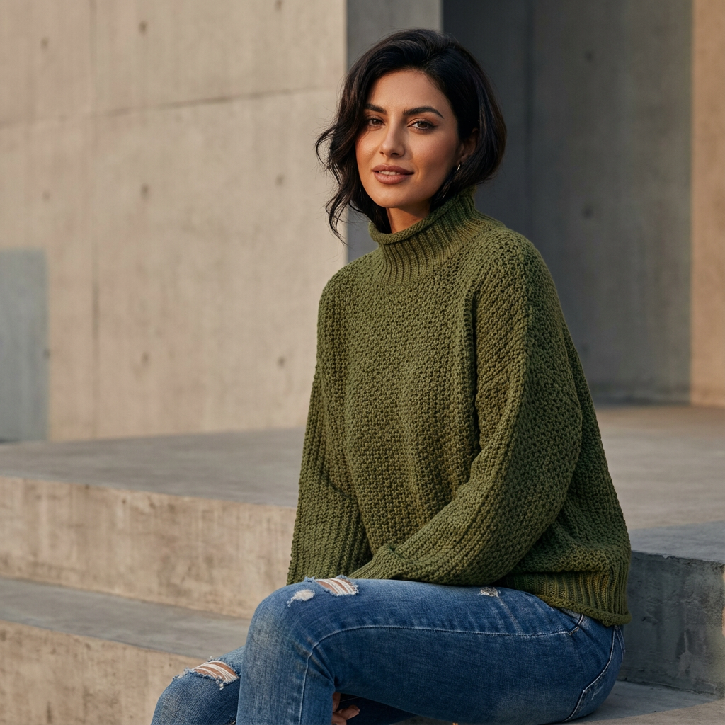 Pull Col Montant Femme Cressida | Tricot Texturé, Manches Longues