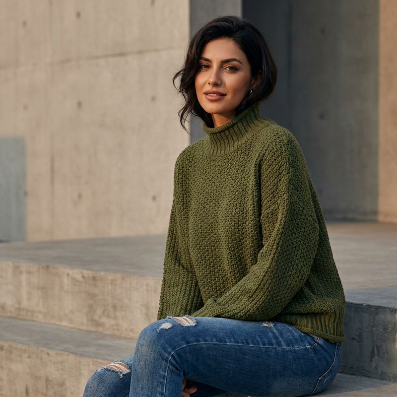 Pull Col Montant Femme Cressida | Tricot Texturé, Manches Longues