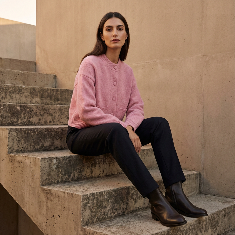 Cardigan tricoté Calyra pour femme | Boutons sur le devant, poches plaquées