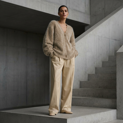 Cardigan pour femmes Seraphine | Texture en maille duveteuse, boutonné devant