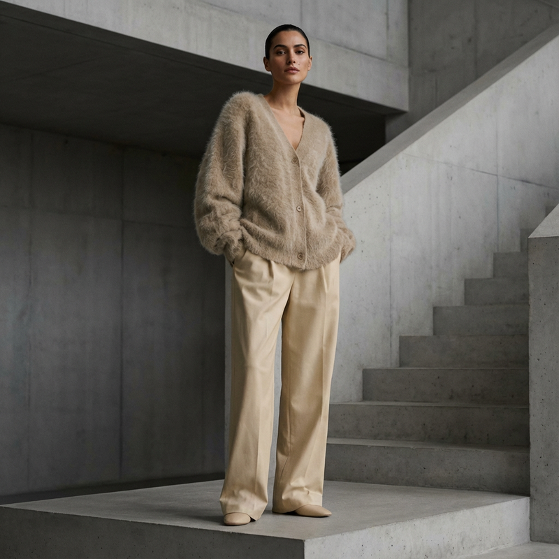 Cardigan pour femmes Seraphine | Texture en maille duveteuse, boutonné devant