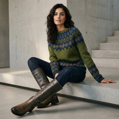 Pull Tricot Femme Avelyn | Encolure Bateau, Motif Multicolore