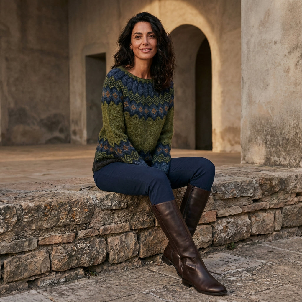 Pull Tricot Femme Avelyn | Encolure Bateau, Motif Multicolore