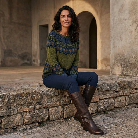 Pull Tricot Femme Avelyn | Encolure Bateau, Motif Multicolore