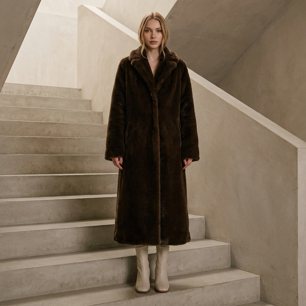 Abrigo de piel sintética de visón para mujer Nina | Lujo invernal, neo menta