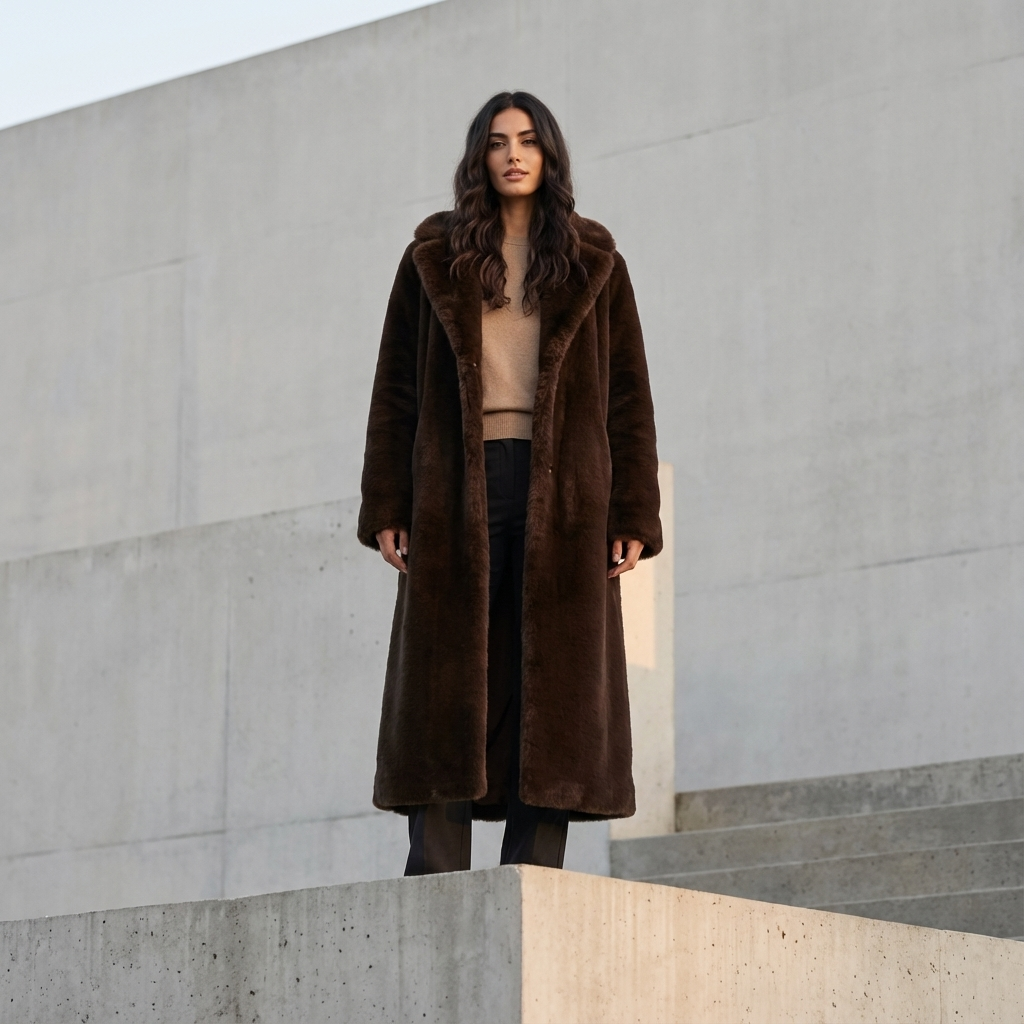 Abrigo de piel sintética de visón para mujer Nina | Lujo invernal, neo menta