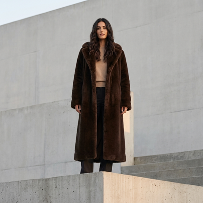 Abrigo de piel sintética de visón para mujer Nina | Lujo invernal, neo menta