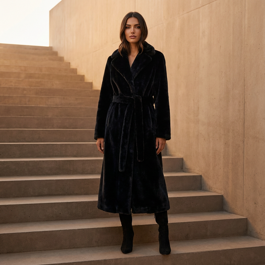 Abrigo para Mujer Luna | Piel Sintética Oversized, Cálido y Esponjoso con Capucha