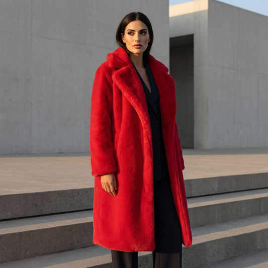 Abrigo de Piel Sintética Fina para Mujeres | Abrigo de Invierno de Felpa Gruesa, Talla Grande