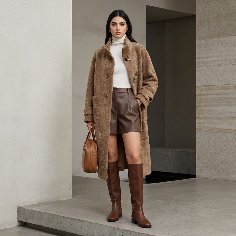 Manteau d’Hiver Femme Ava | Coupe Ample Élégante, Tissu Chaud Mélangé