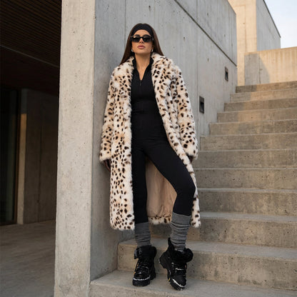 Manteau en fausse fourrure pour femmes Nina | Imprimé léopard, mode hivernale