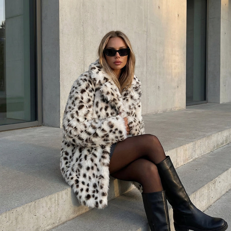 Abrigo de piel sintética para mujer Nina | Estampado de leopardo lujoso, esencial invernal