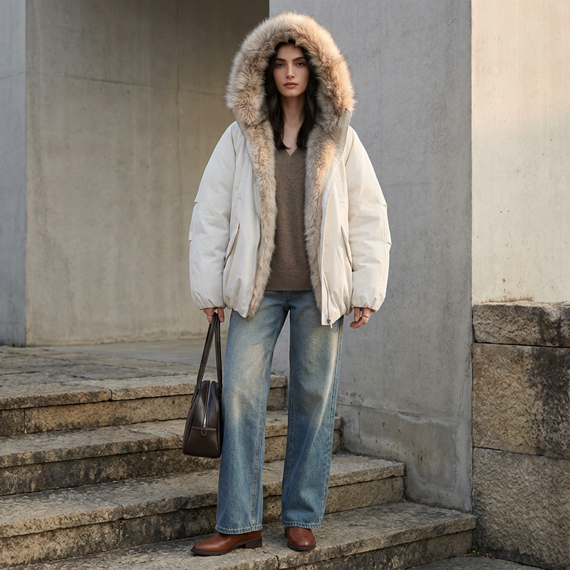 Doudoune pour femmes Cleo | Col en fausse fourrure, isolation décontractée en duvet