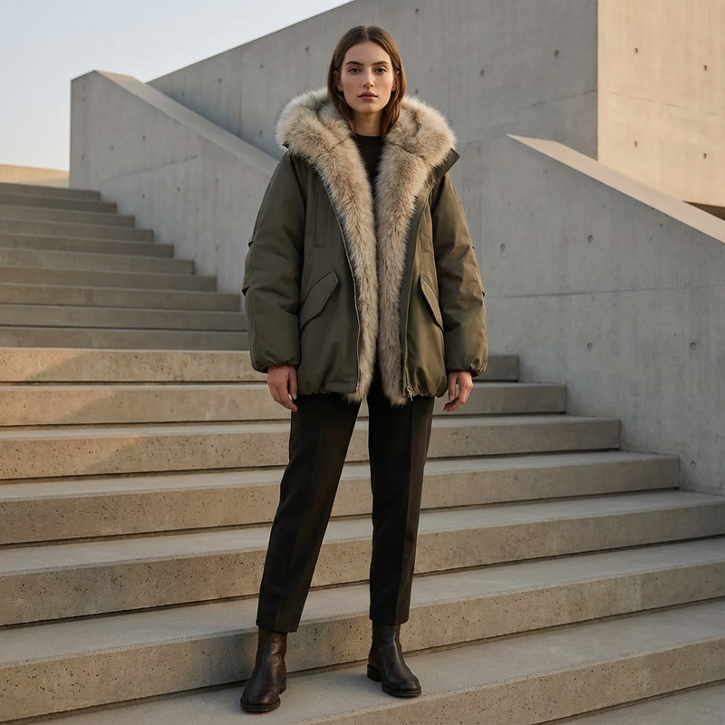 Doudoune pour femmes Cleo | Col en fausse fourrure, isolation décontractée en duvet