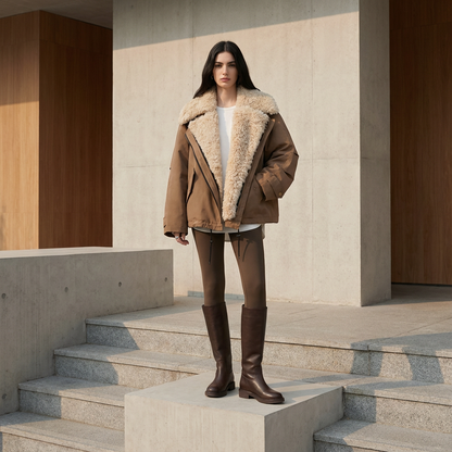 Veste motard matelassée pour femmes Cleo | Coton épais, style streetwear décontracté