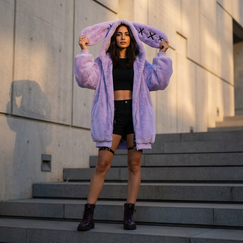 Veste pour femmes Ravi | Fourrure épaisse, style punk oversize