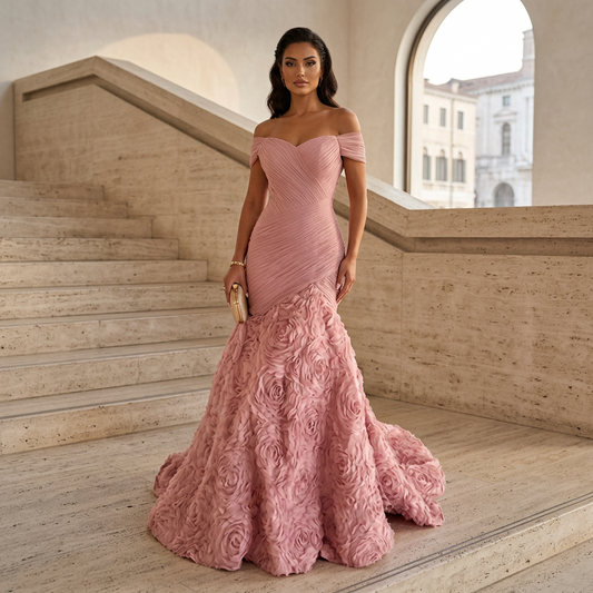 Vestido formal para mujer Holly | Sin mangas, detalle de flor hecho a mano