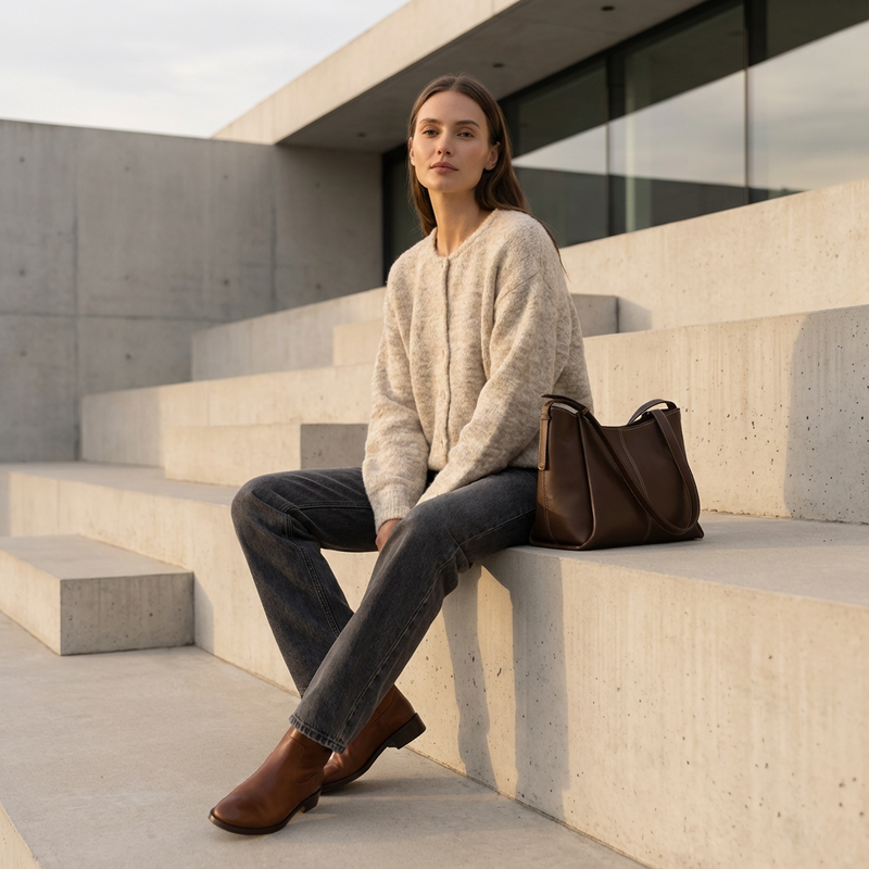 Cárdigan de Punto para Mujeres Arlina | Frente con Botones, Manga Larga