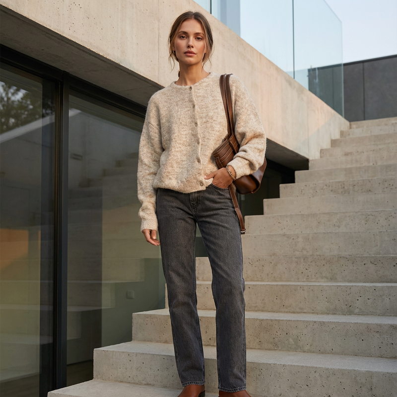 Cárdigan de Punto para Mujeres Arlina | Frente con Botones, Manga Larga