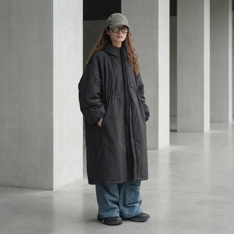 Manteau long pour femme Ember | Design à capuche, fermeture éclair devant