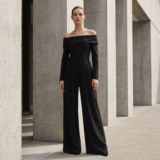 Mono de Viola para mujer | Escote doblado de un solo hombro, Silueta de pierna ancha