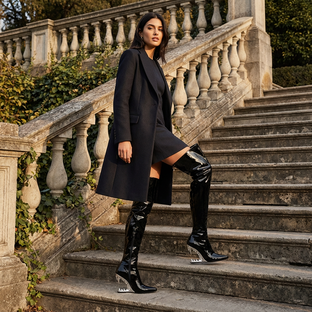 Bottes montantes élégantes pour dames | Bout pointu, fermeture éclair mode