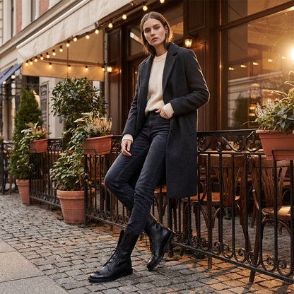 Bottes Mi-Mollet à Lacets pour Femme Jade | Semelle Plate, Look Cuir Intemporel