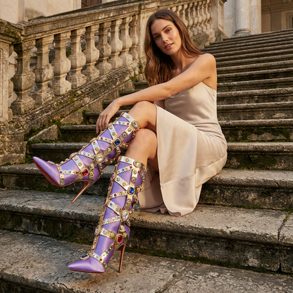 Bottes Stiletto Bijou Femme Aurelia | Brides en Cristal, Talon Sculpté