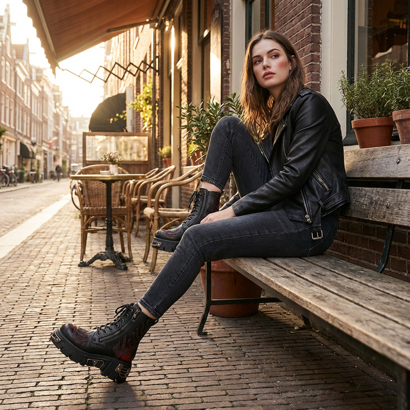 Bottes Courtes Épaisses Femme Virex | Plateforme Métallique, Lacets