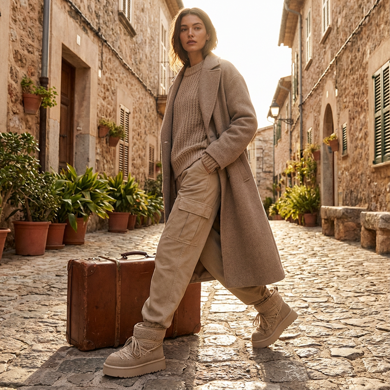 Bottes de neige noires pour femmes Bella | Cuir de vache, chaudes et élégantes