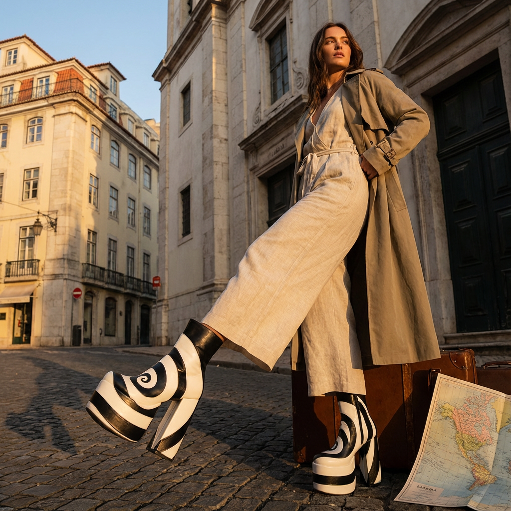 Bottes montantes Pika pour femmes | Talon haut épais, design bicolore