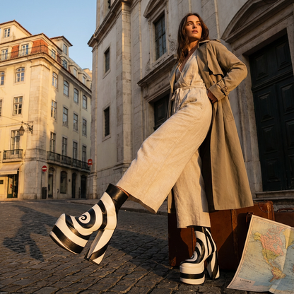 Bottes montantes Pika pour femmes | Talon haut épais, design bicolore