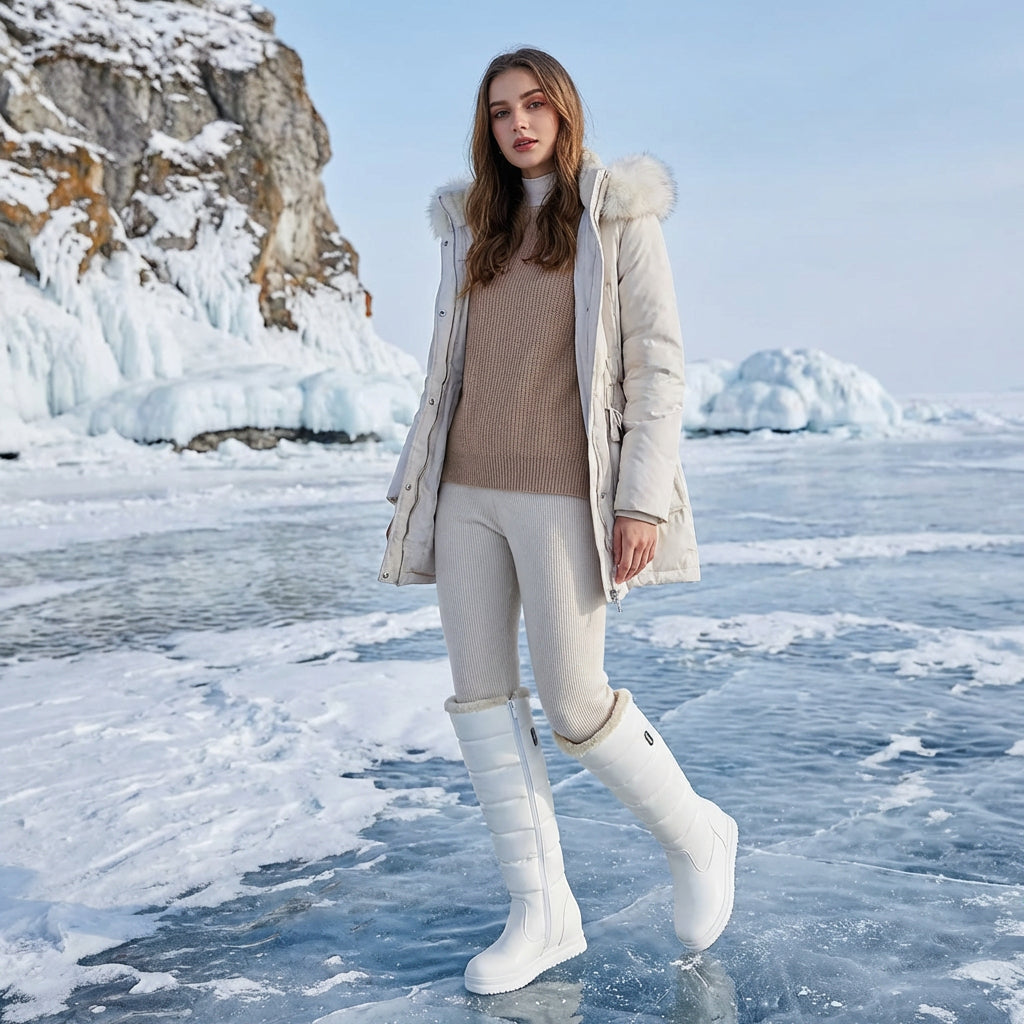 Bottes de neige montantes pour femmes Wendy | Doublure en peluche, talon bas