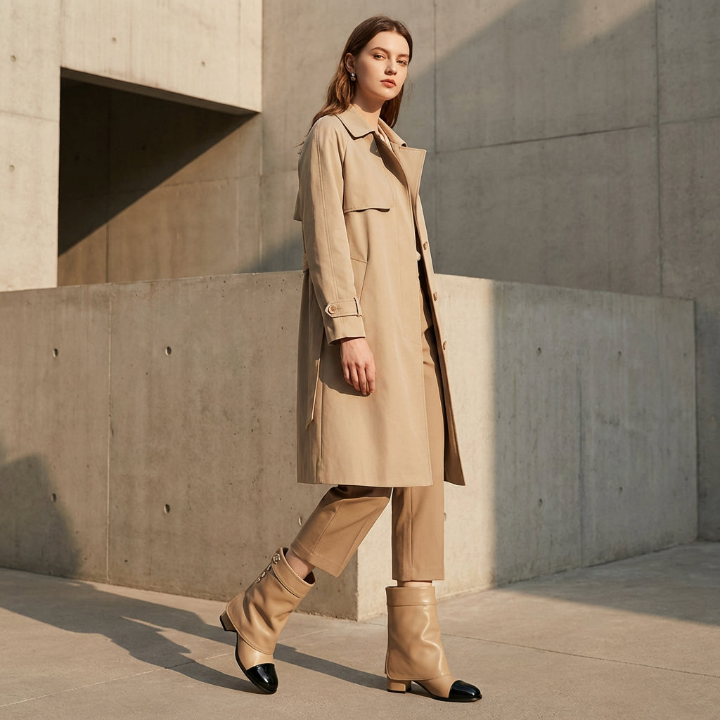 Bottines à talons épais pour femmes Ava | Cuir de peau de vache, design color-block