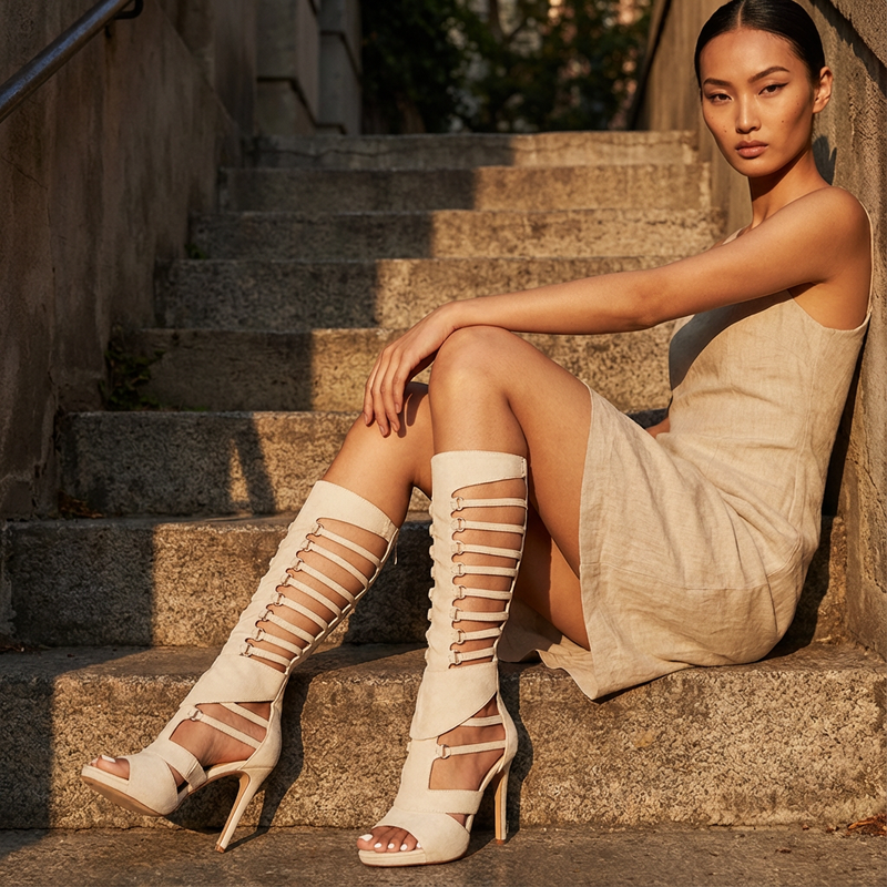 Bottes à talons hauts élégantes pour femmes | Design ajouré, élégantes