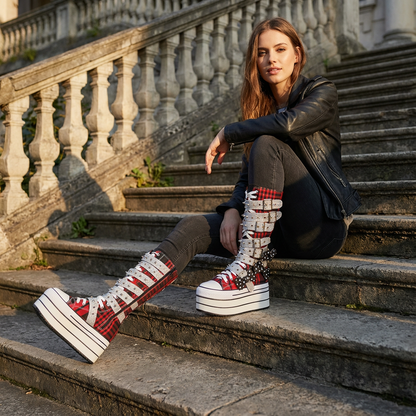 Bottes en toile Rita pour femmes | Semelle épaisse, boucle à rivets