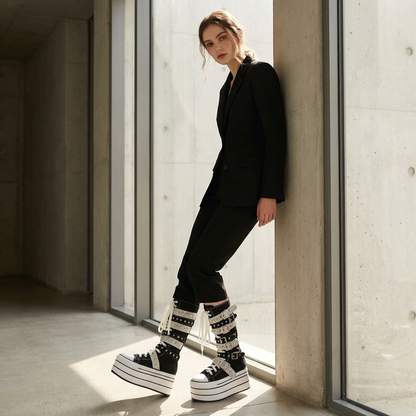 Bottes en toile Rita pour femmes | Semelle épaisse, boucle à rivets