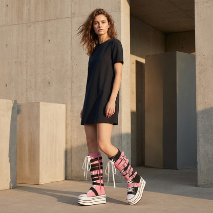 Bottes en toile Rita pour femmes | Semelle épaisse, boucle à rivets