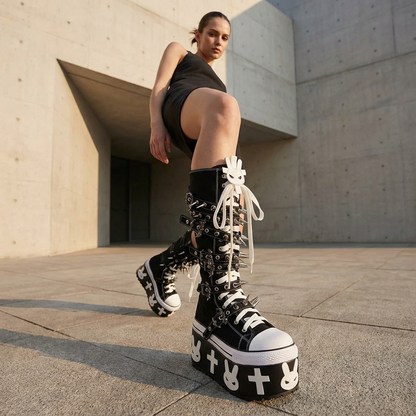 Bottes en toile Rita pour femmes | Semelle épaisse, boucle à rivets