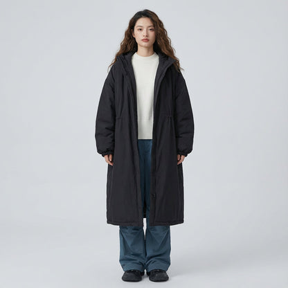 Manteau long pour femme Ember | Design à capuche, fermeture éclair devant