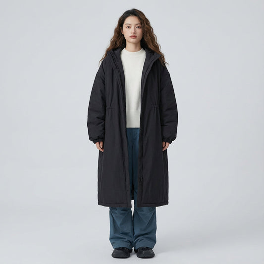 Manteau long pour femme Ember | Design à capuche, fermeture éclair devant