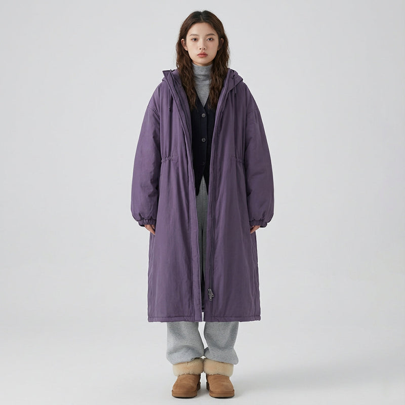 Manteau long pour femme Ember | Design à capuche, fermeture éclair devant