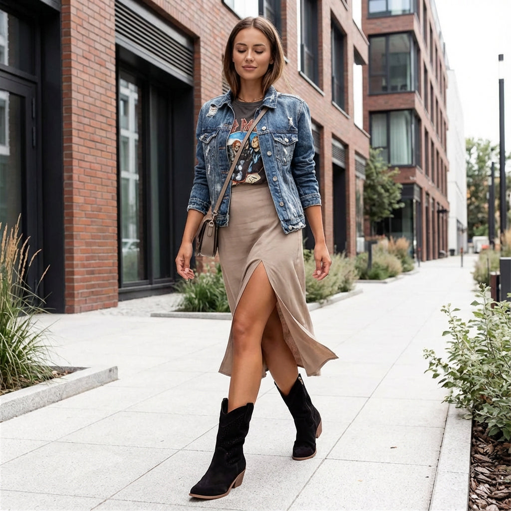 Bottes Western pour Femme Charlotte | Design Perforé d'Hiver, Chaleur Stylée