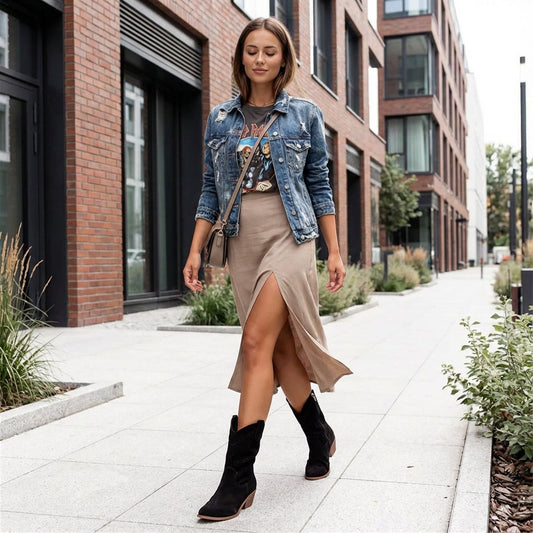 Bottes Western pour Femme Charlotte | Design Perforé d'Hiver, Chaleur Stylée