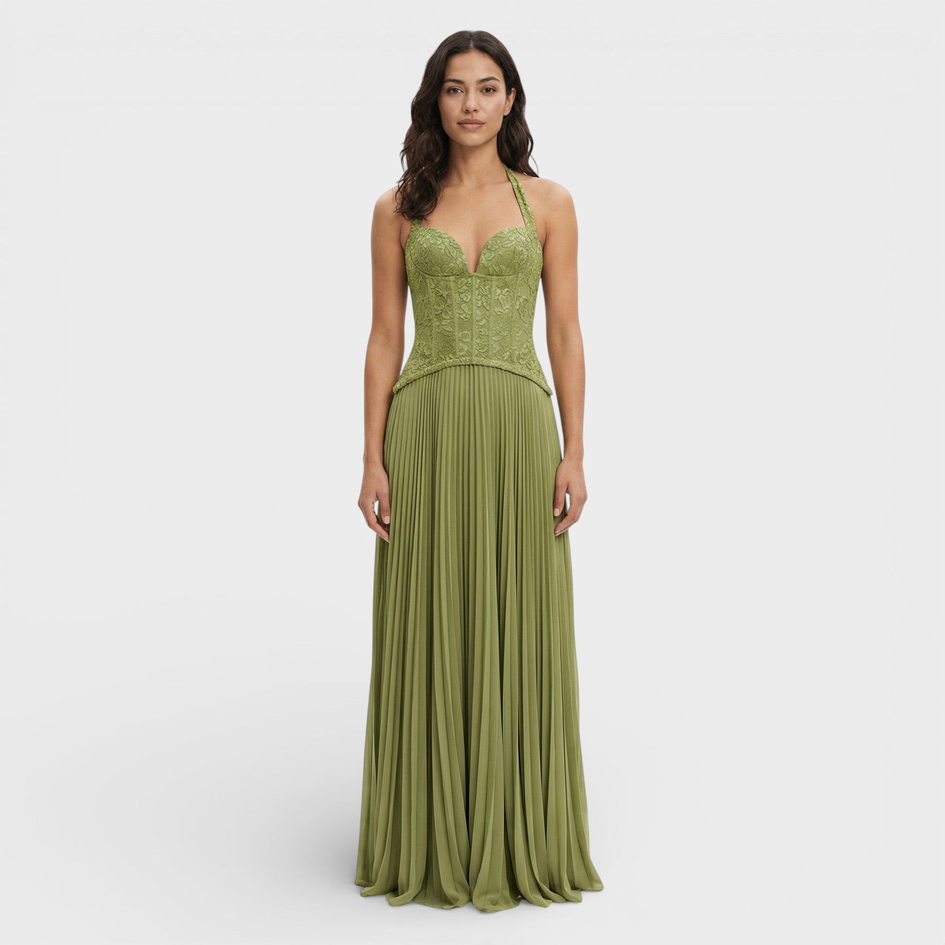 Dahlia Women's Pleated Maxi Dress - front view