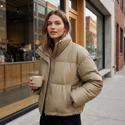 Doudoune courte pour femmes Ariana | Col montant, design matelassé