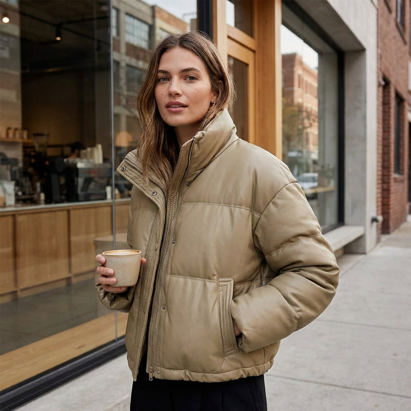 Doudoune courte pour femmes Ariana | Col montant, design matelassé